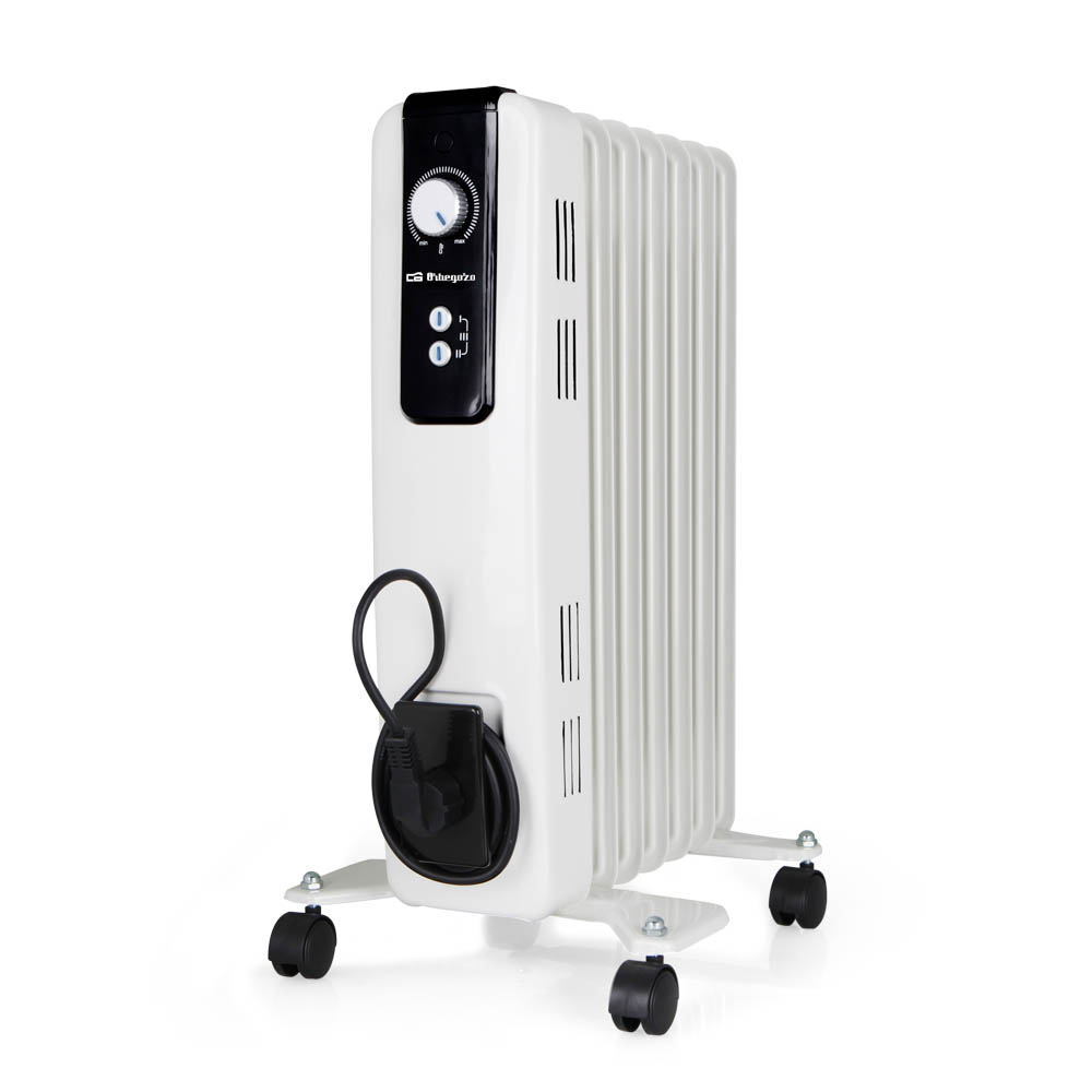 ORBEGOZO RH 1500  1500W Radiador de aceite 7 elementos. Potencia máxima 1.500 W. Termostato r