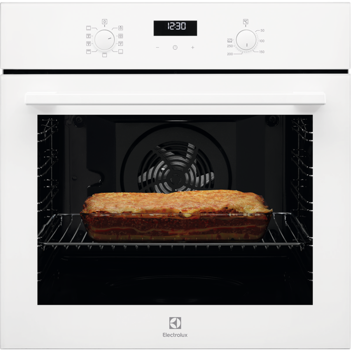 Electrolux Horno Serie 600, SurroundCook, 72L.,60 cm.,Cristal Blanco, Aqua Clean, Multif. 9, Display