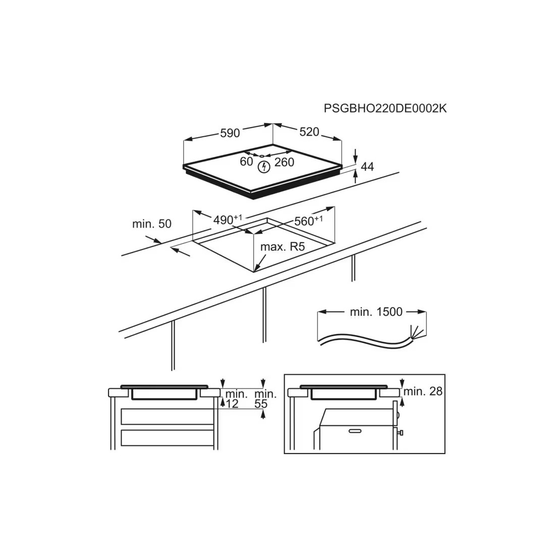 Electrolux Placas Serie 600 Flex, 60 cm, Puente, 3 zonas: 28 cm, 21 cm y 21 cm, Controles Slider (0-