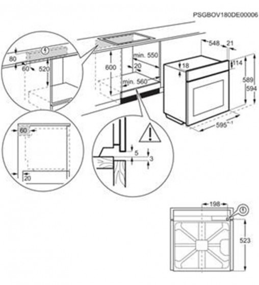 Electrolux Horno Serie 600, SurroundCook, 72L.,60 cm.,Inox Antih., Aqua Clean, Multif. 9, Display LE